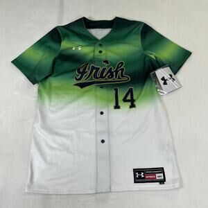Under Armour Notre Dame Irish Showtime Baseball Jersey Tequila Sunrise Sz. Med